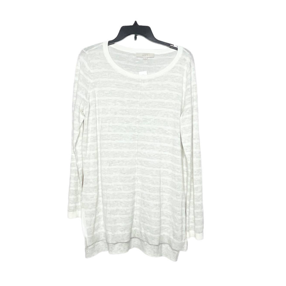 Loft Women's Long Sleeve Striped Wool Blend Cozy Tunic Sweater Top New Size M